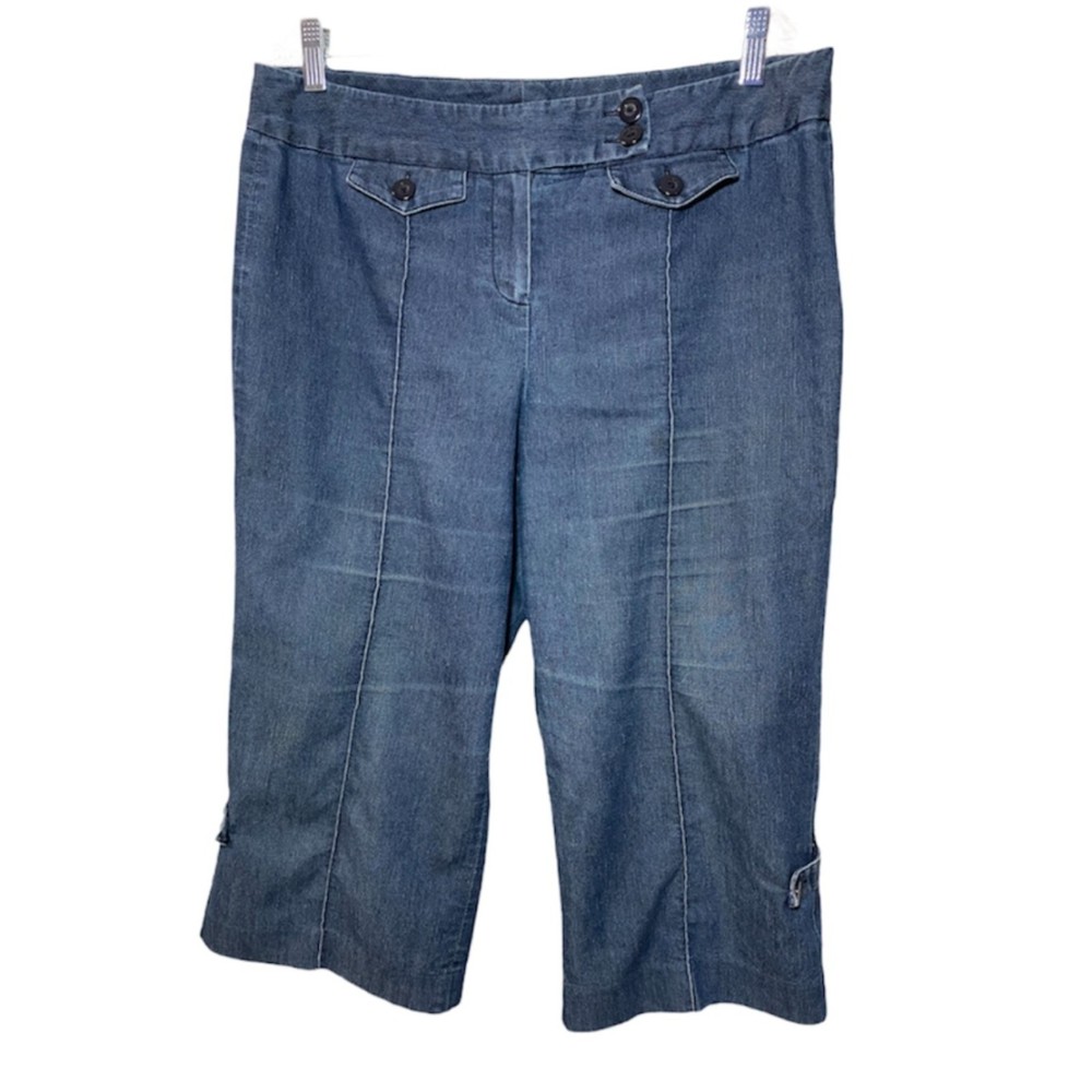 Larry Levine Stretch Capri Denim Jeans Size 10 Blue